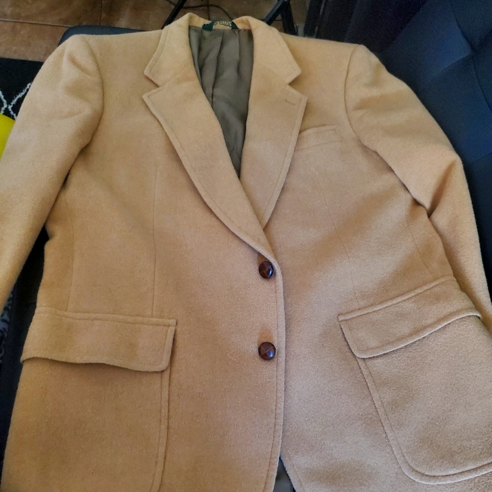 Beige Neil Martin Button Down Pea Coat (100% Camel Hair)